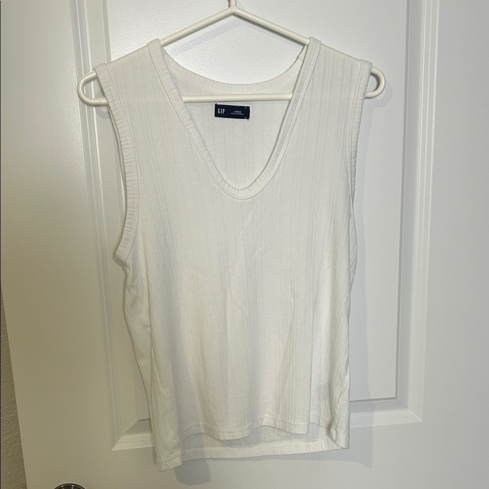 GAP Cream Ribbed V-Neck Tank